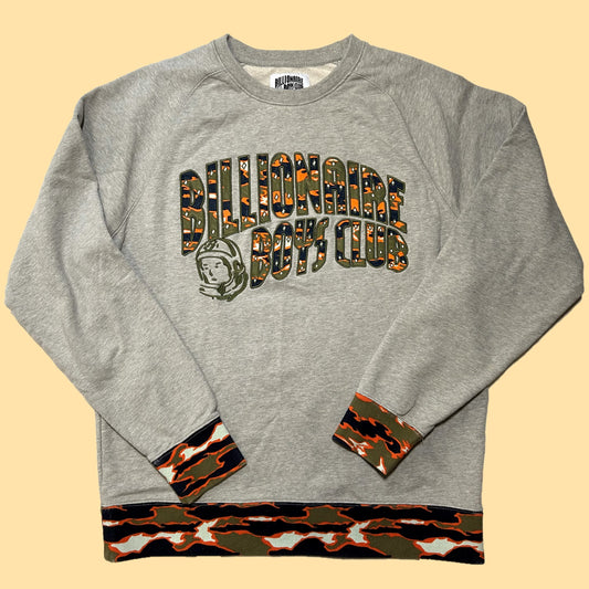 Billionaire Boys Club Orange Camo Logo Crewneck Sweater - XL - Gray