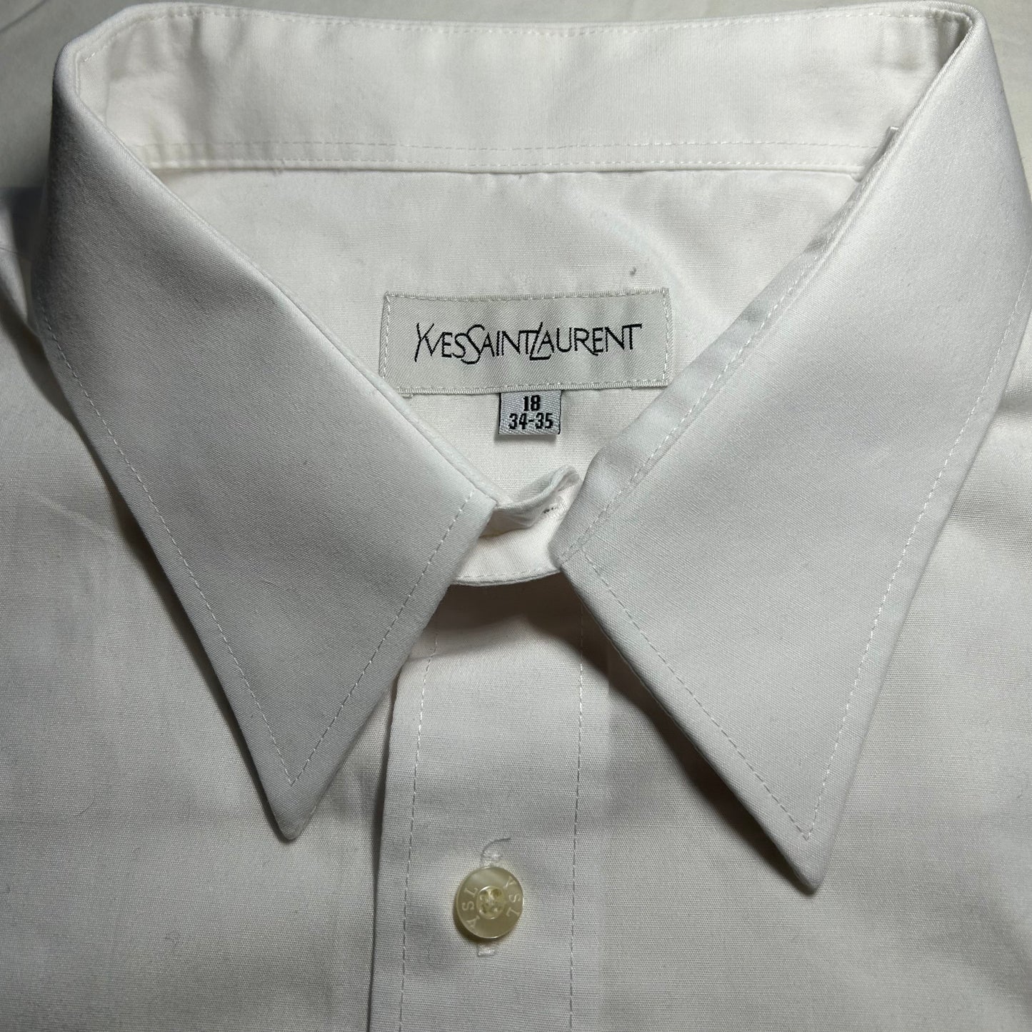 Yves Saint Laurent Long-Sleeve Button-Up Dress Shirt - 18 (34 - 35) - White