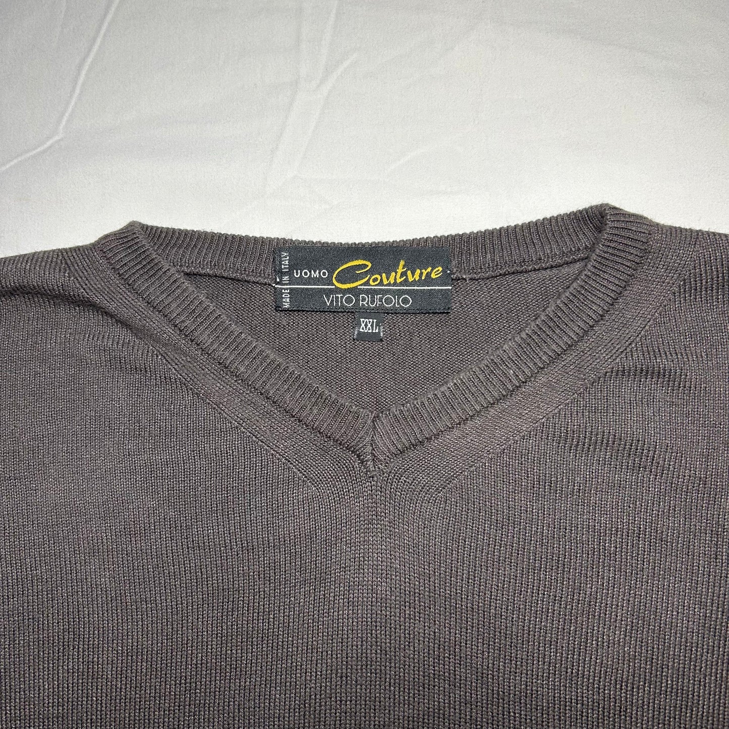 Vito Rufolo Uomo Couture V-Neck Sweater - Dark Gray