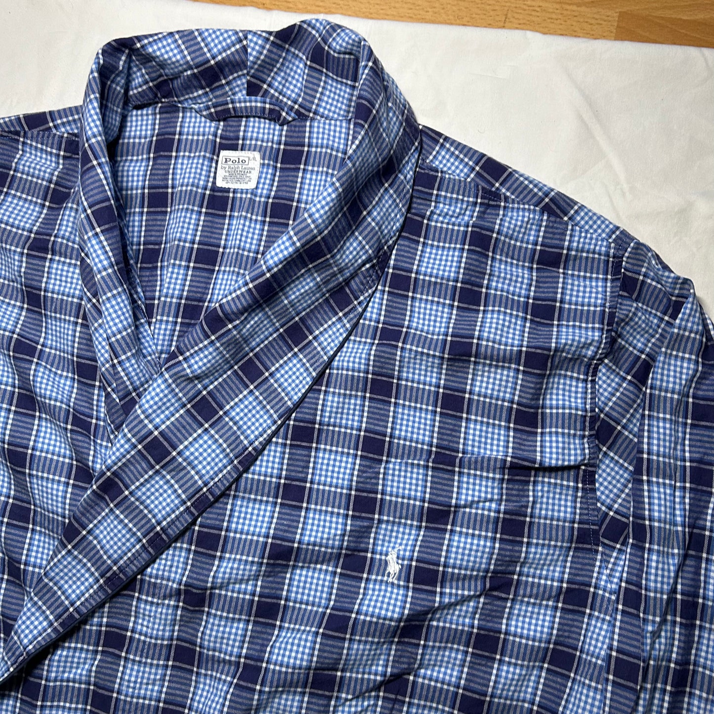 Polo Ralph Lauren Vintage Plaid Pajama/Bath Robe - Large/XL - Blue / White