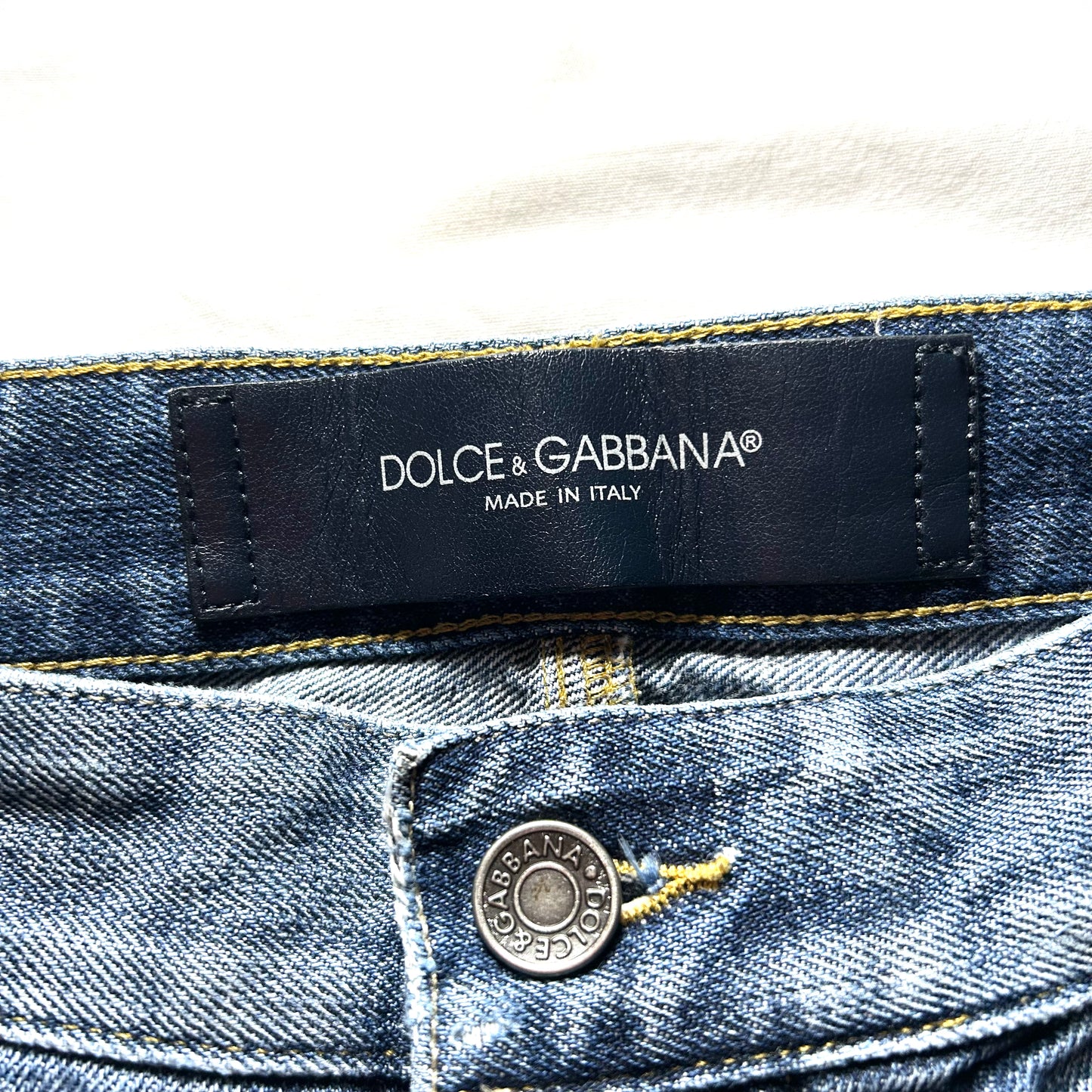 Dolce & Gabbana 14 Gold Button-Fly Distressed Jeans - 38 x 36 (52 IT)