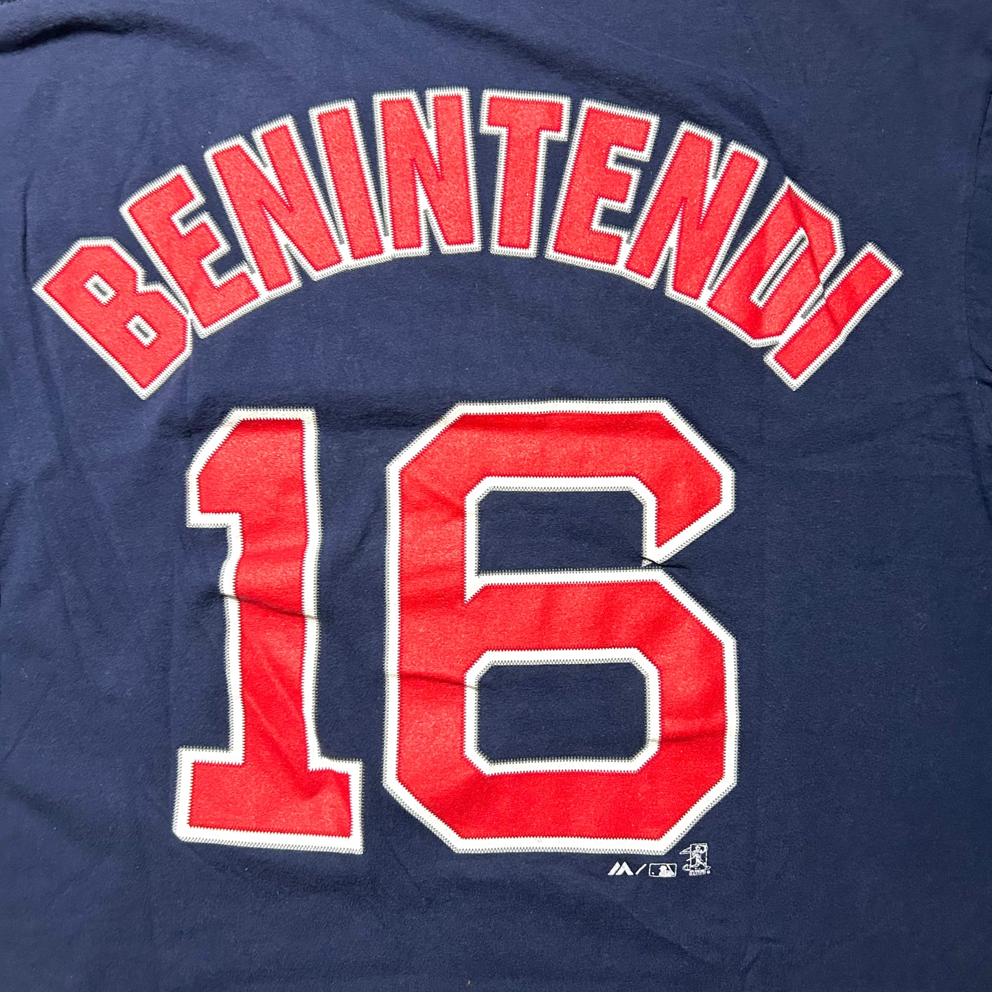 Majestic Boston Red Sox Andrew Benintendi #16 2018 World Series Champions T-Shirt - Medium - Blue