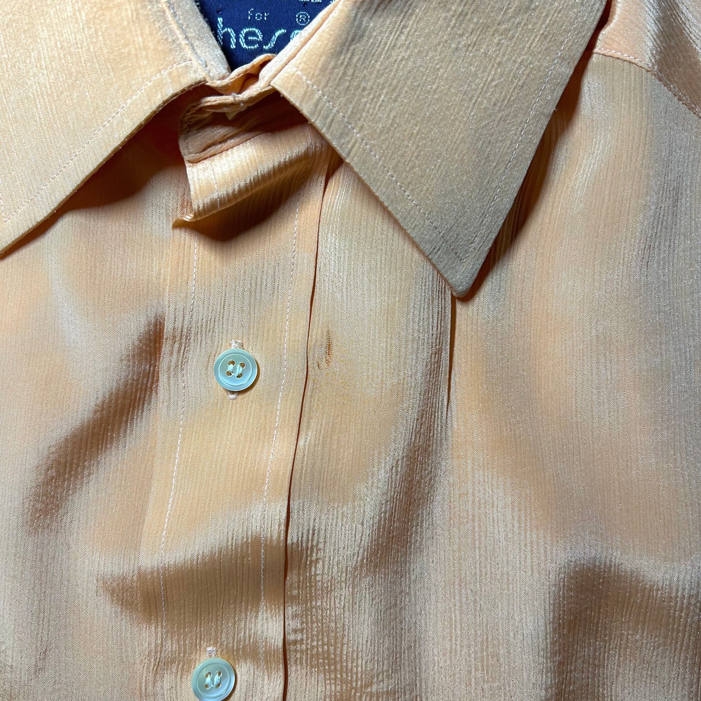 Vintage Givenchy for Chesa 70s Dress Shirt - Small - Peach Orange