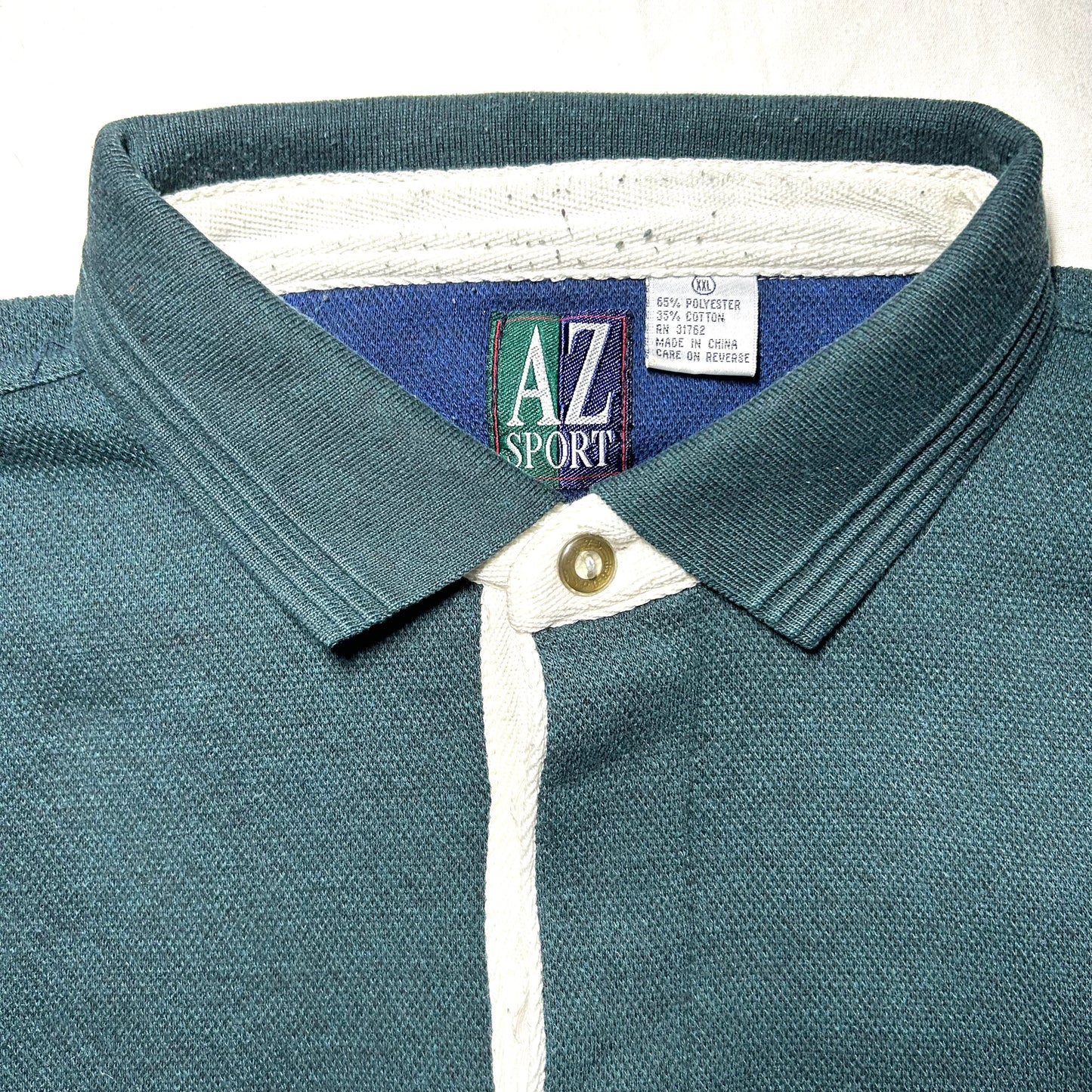 Vintage AZ Sports Collared Sweater - 2XL - Green / Blue /White