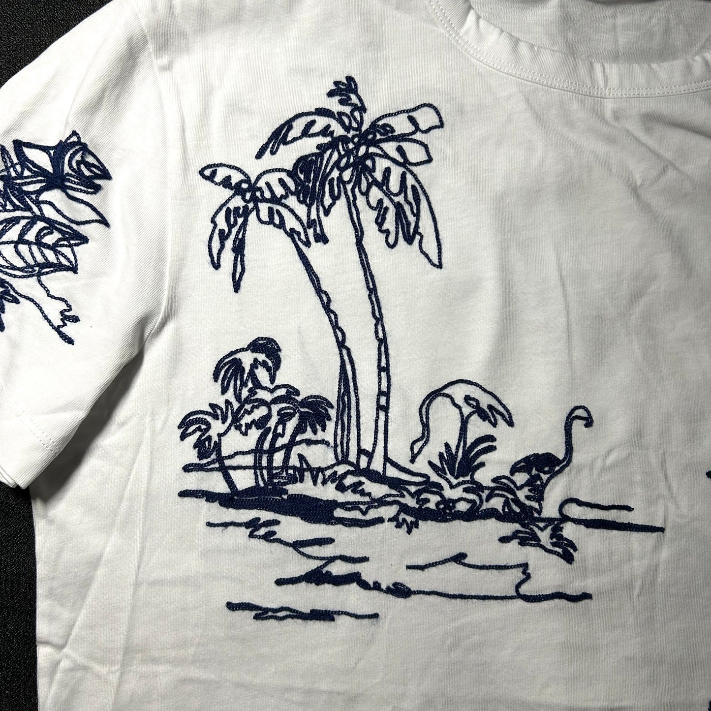 Moncler Embroidered Hawaiin Maglia T-Shirt - XL - White / Blue