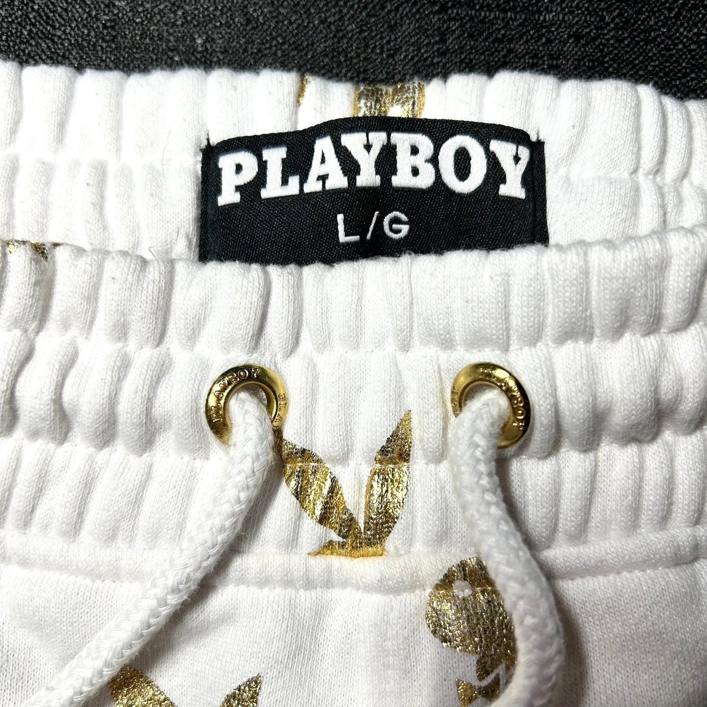 Playboy Gold Bunny Repeat Print Sweatpants - Large - White