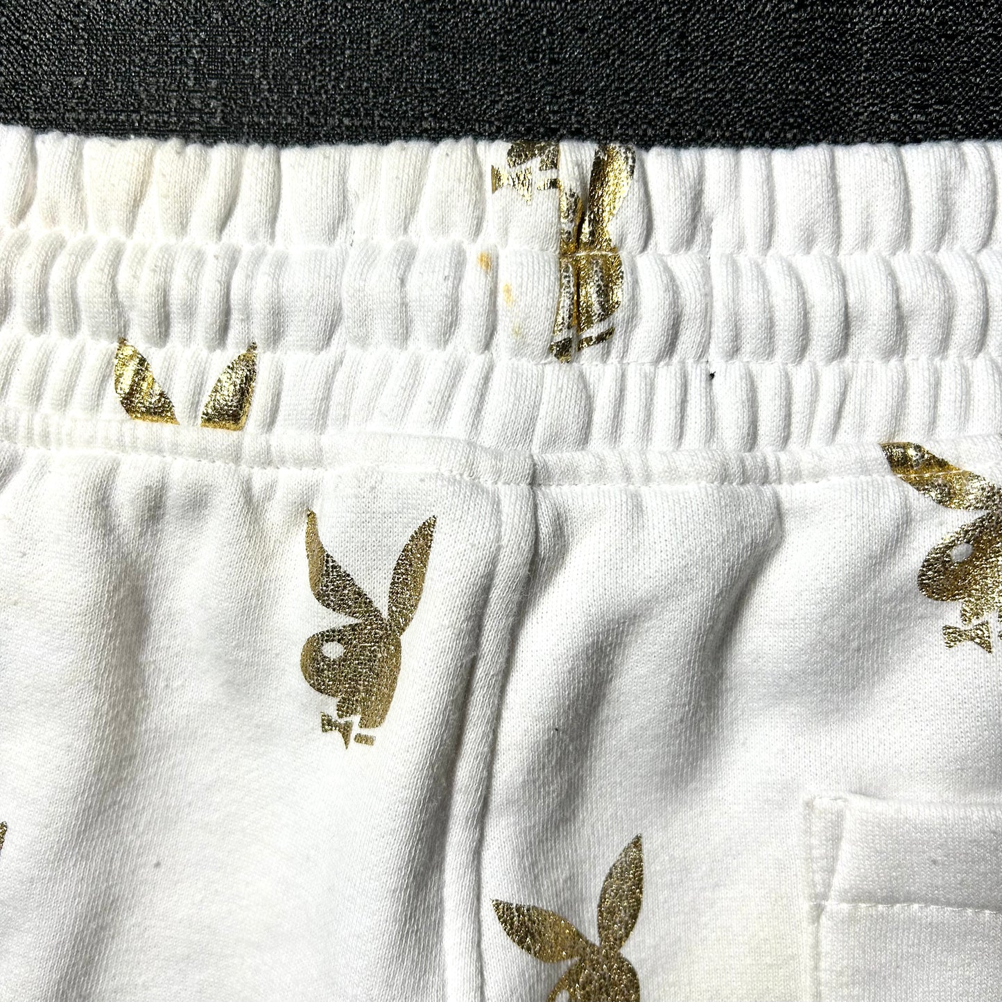 Playboy Gold Bunny Repeat Print Sweatpants - Large - White