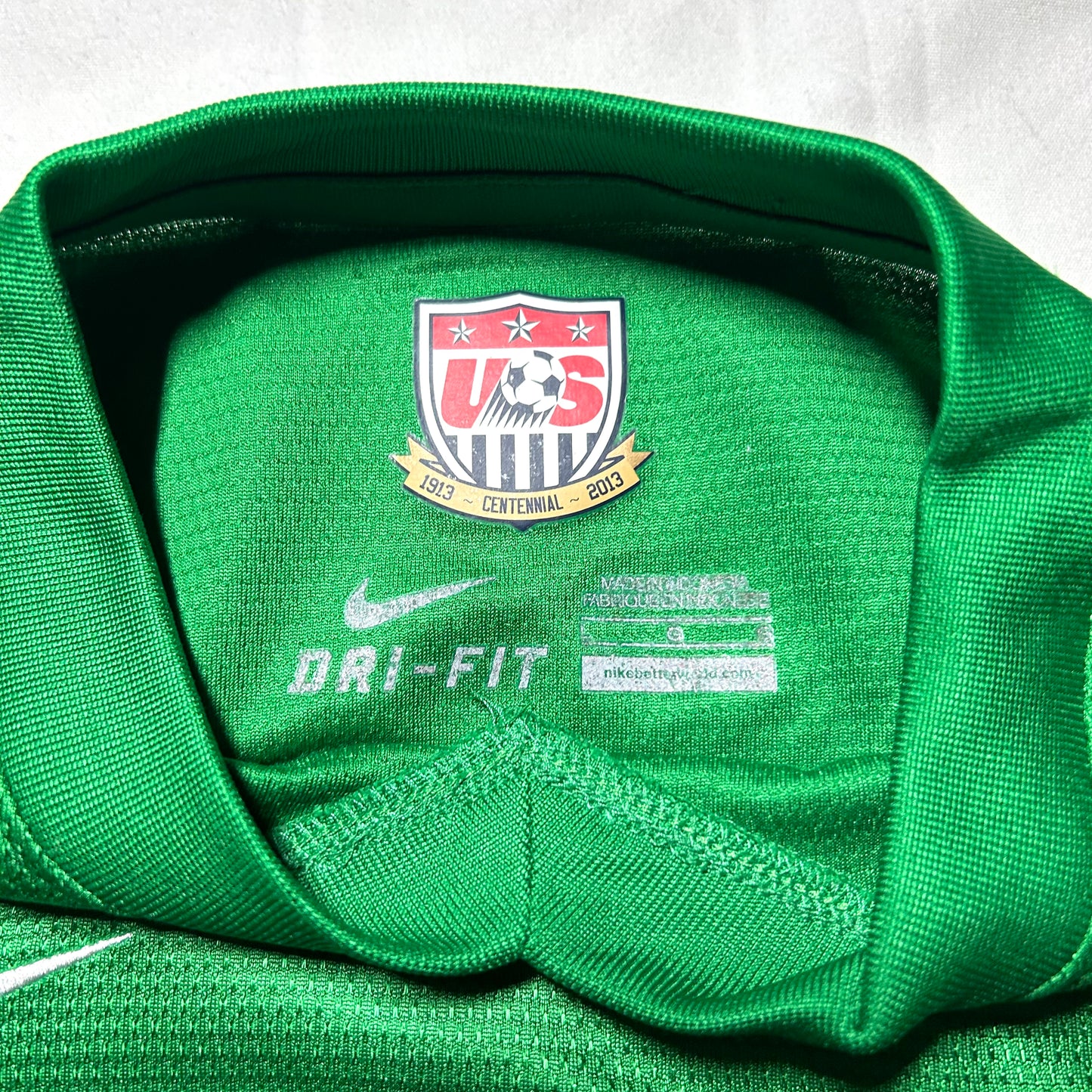 2013 Nike US Soccer / Football Centennial National Team Goalie Jersey - Small/Medium - Green