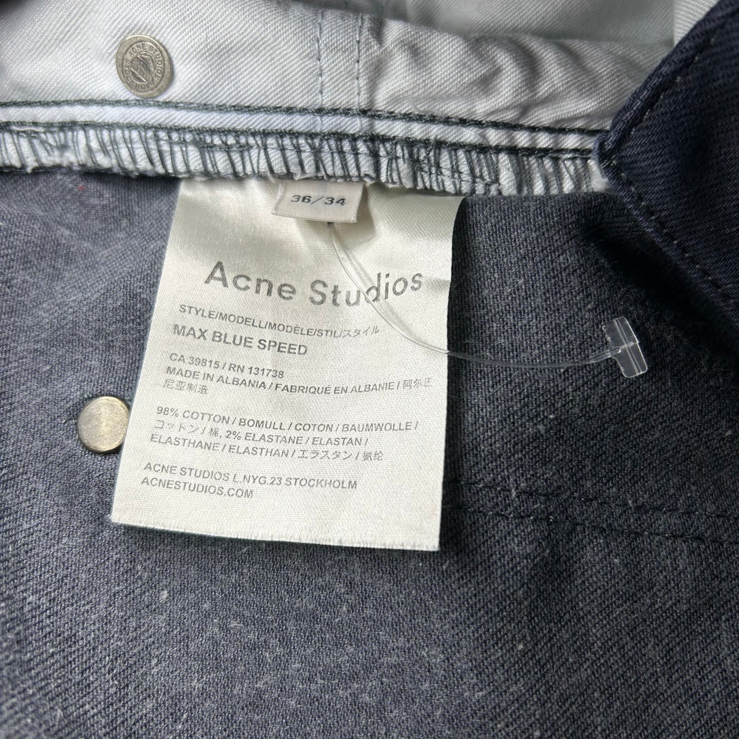 Acne Studios Max Blue Speed Slim Jeans - 36 x 34