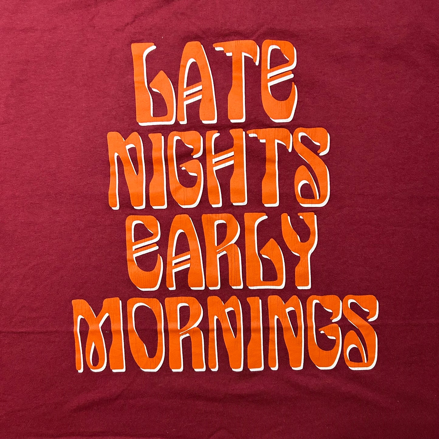 Off-White C/O Virgil Abloh x Art Dad LLC Late Nights Early Mornings T-Shirt (Fall/Winter 2017) - Large - Red