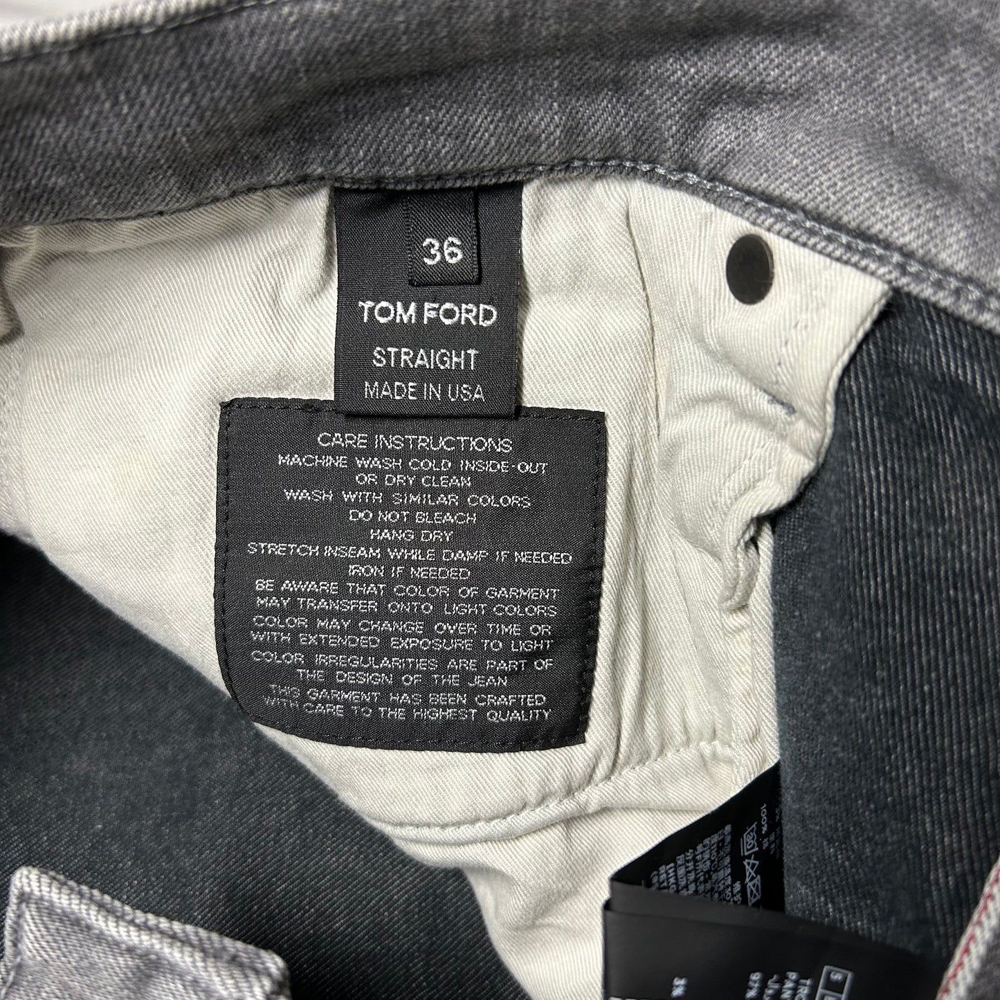 Tom Ford Straight Cut Selvedge Denim Jeans TFD002 - 36 x 34 - Gray Wash