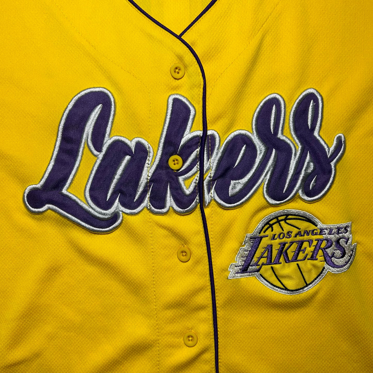 Ultra Game Los Angeles Lakers #48 Button-Up Baseball Jersey - Small - Yellow