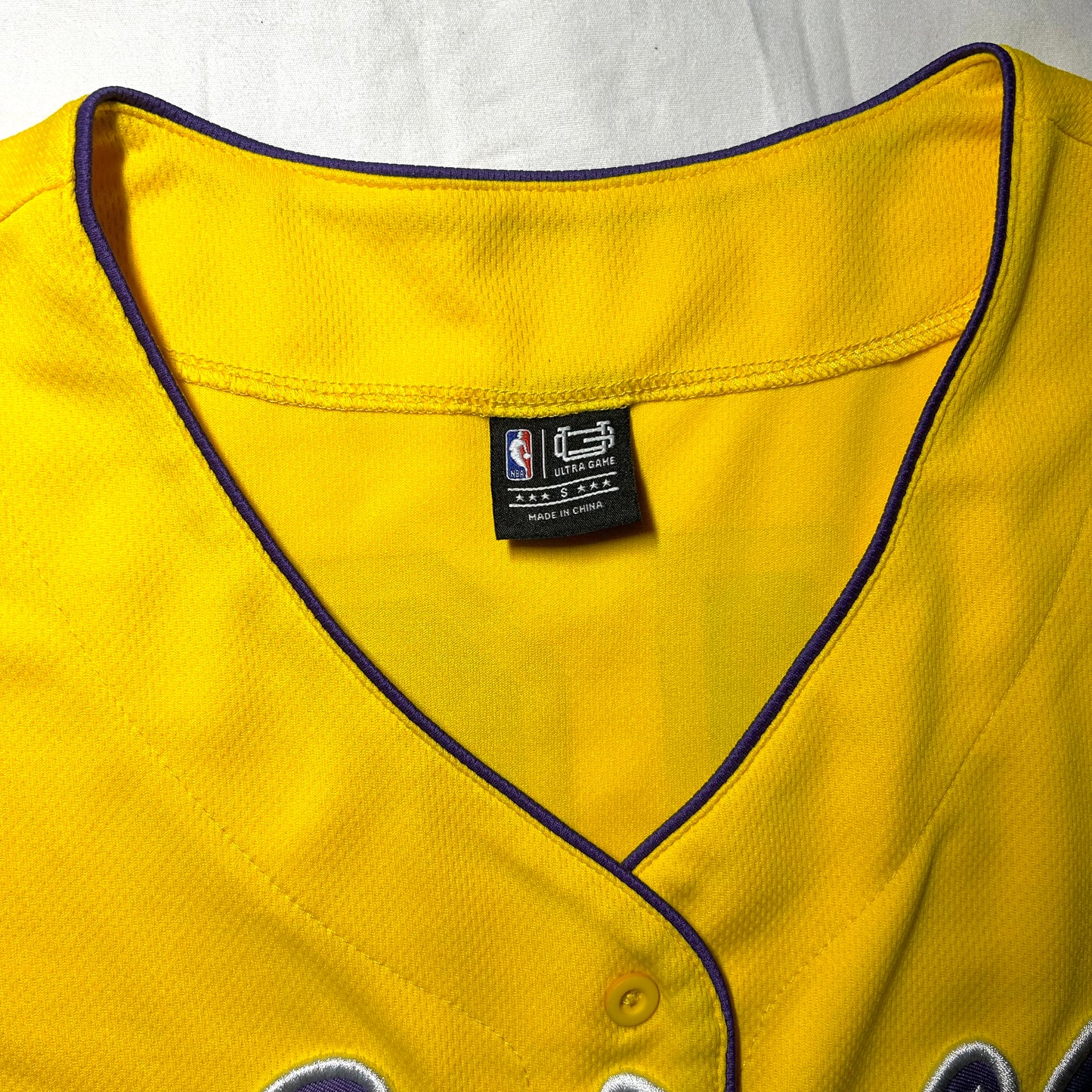 Ultra Game Los Angeles Lakers #48 Button-Up Baseball Jersey - Small - Yellow