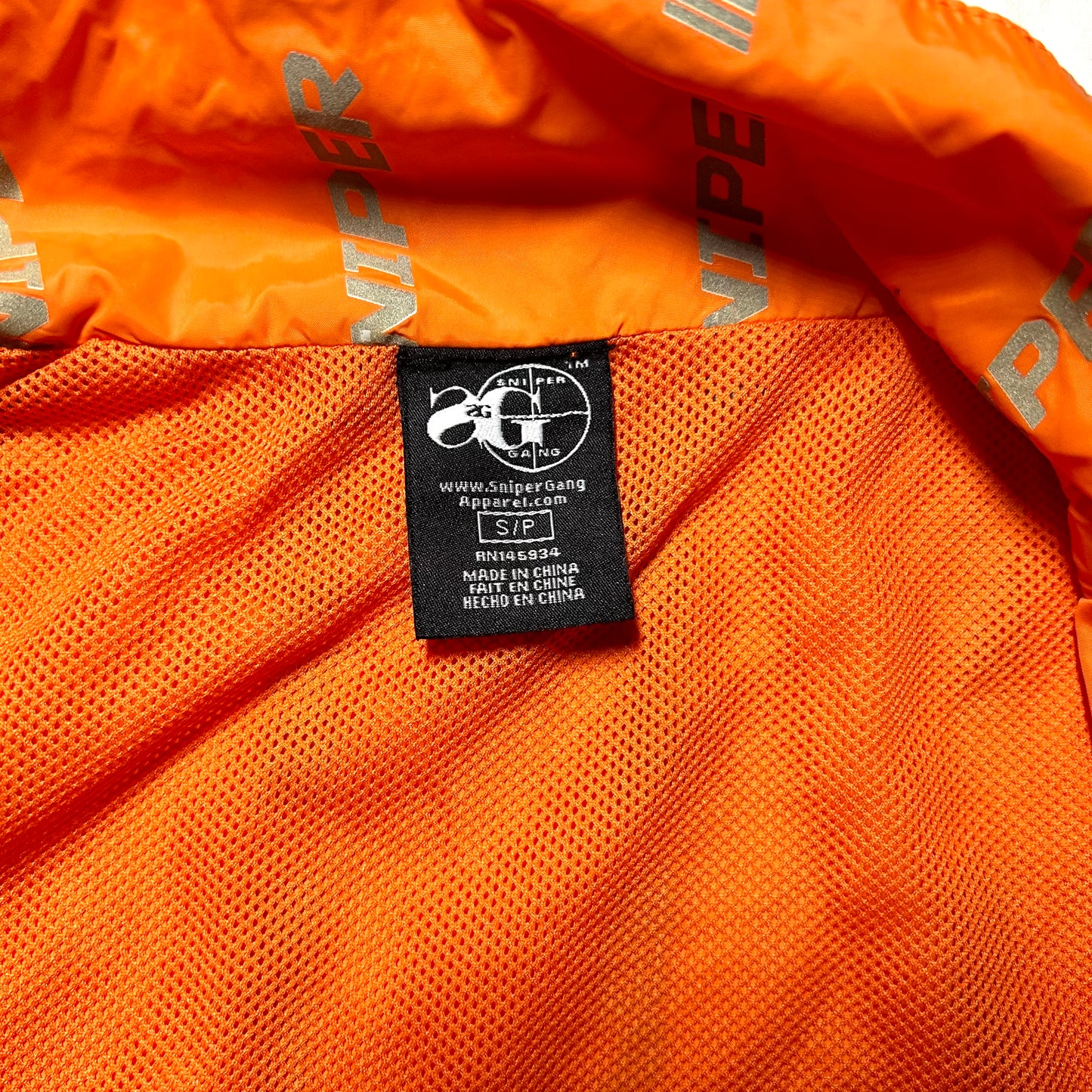 Sniper Gang Sniper Gang Sniper Stripes Full Zip Windbreaker - Small - Orange