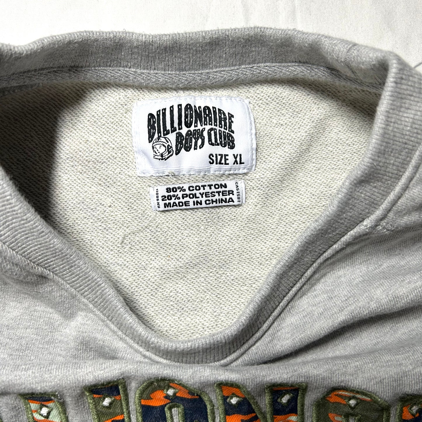 Billionaire Boys Club Orange Camo Logo Crewneck Sweater - XL - Gray