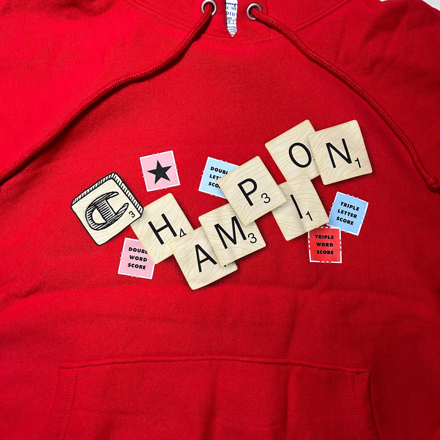 Champion x Scrabble by Hasbro Reverse Weave Hoodie - Medium - Red