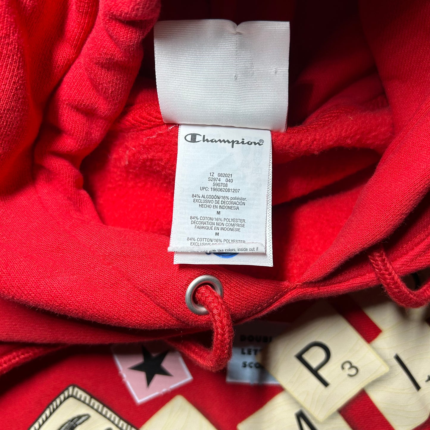 Champion x Scrabble by Hasbro Reverse Weave Hoodie - Medium - Red