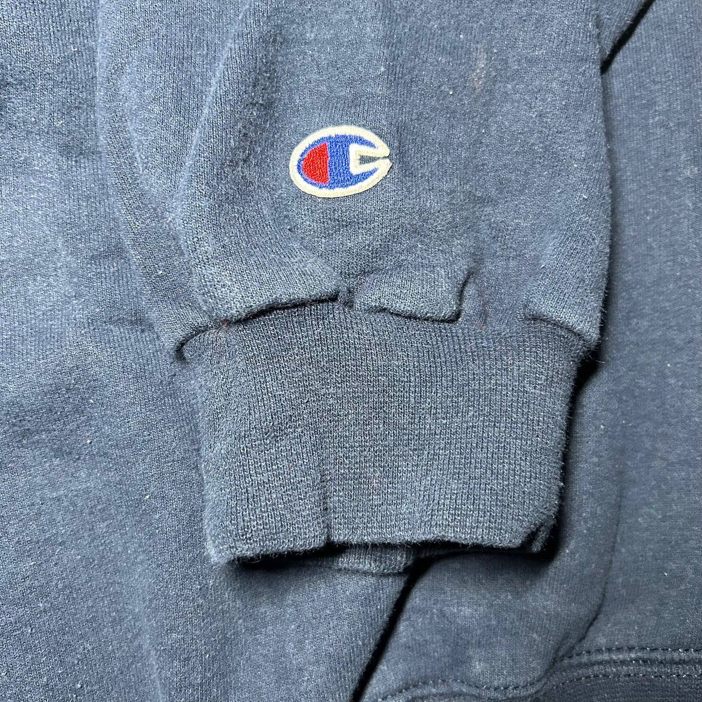 Vintage Champion CNN Embroidered Chest Logo Crewneck Sweater - XL - Navy