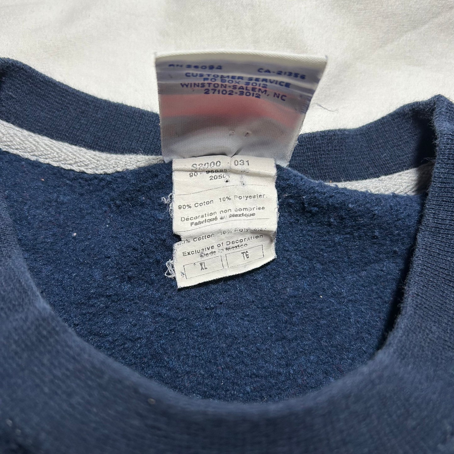 Vintage Champion CNN Embroidered Chest Logo Crewneck Sweater - XL - Navy