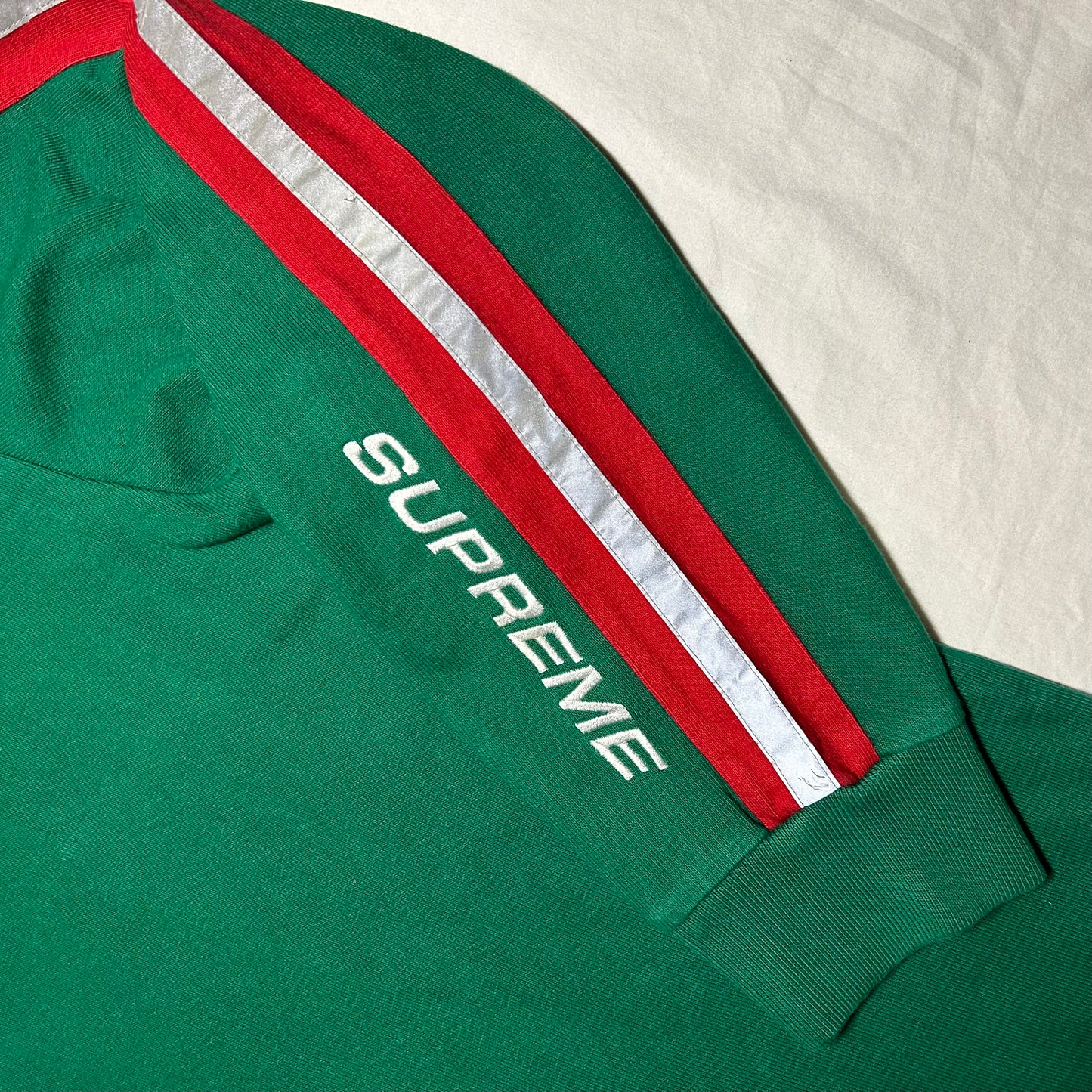 Supreme Reflective Sleeve Stripe Rugby Shirt (Spring/Summer 2018) - Large - Green