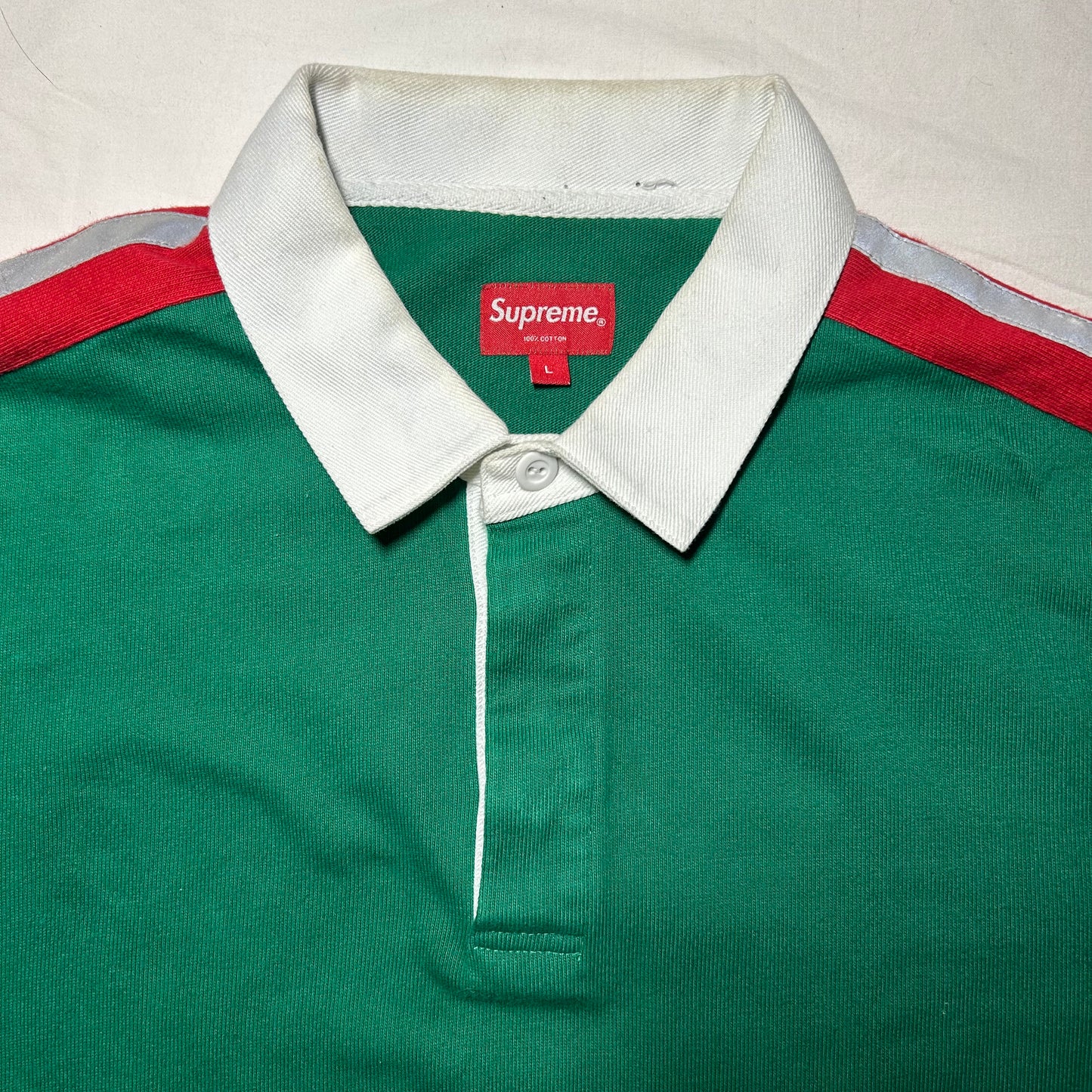 Supreme Reflective Sleeve Stripe Rugby Shirt (Spring/Summer 2018 Supreme Reflective Sleeve Stripe Rugby Shirt (Spring/Summer 2018