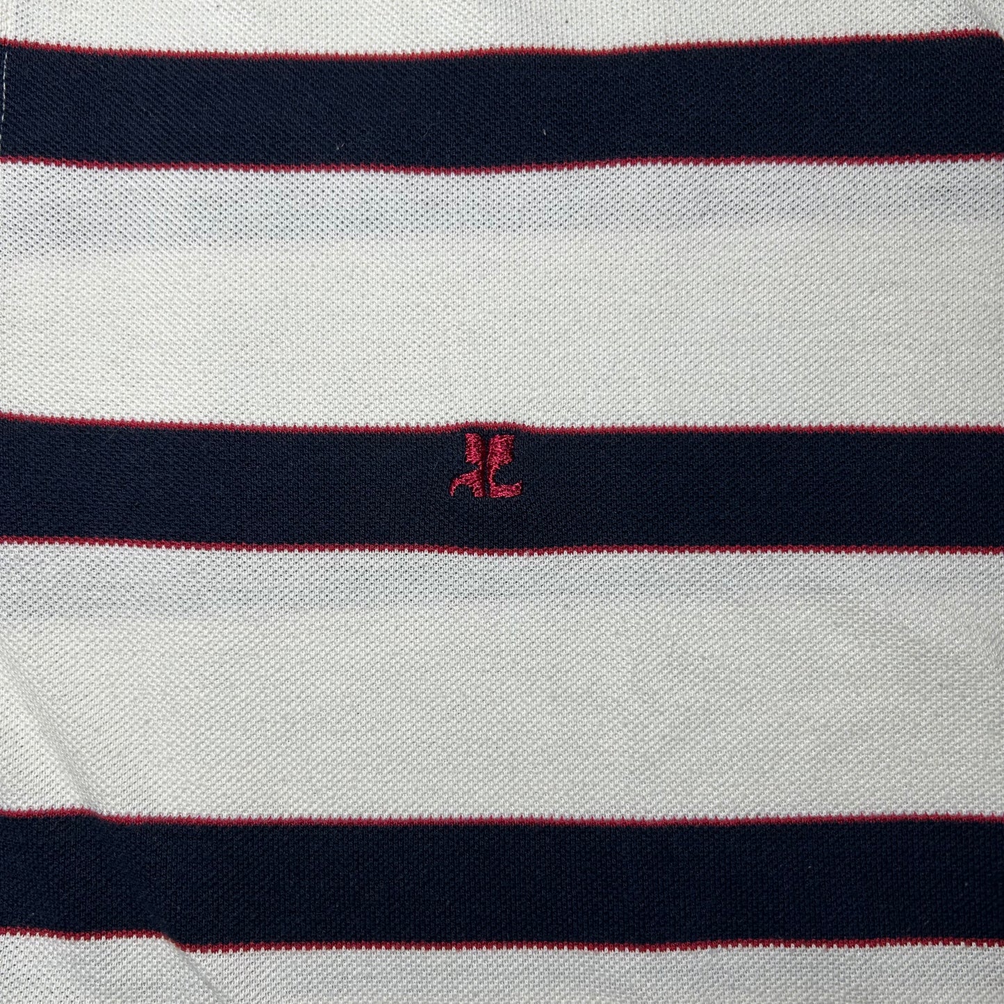 Vintage Courreges Paris Striped Polo Shirt - XL  Red/White/Blue