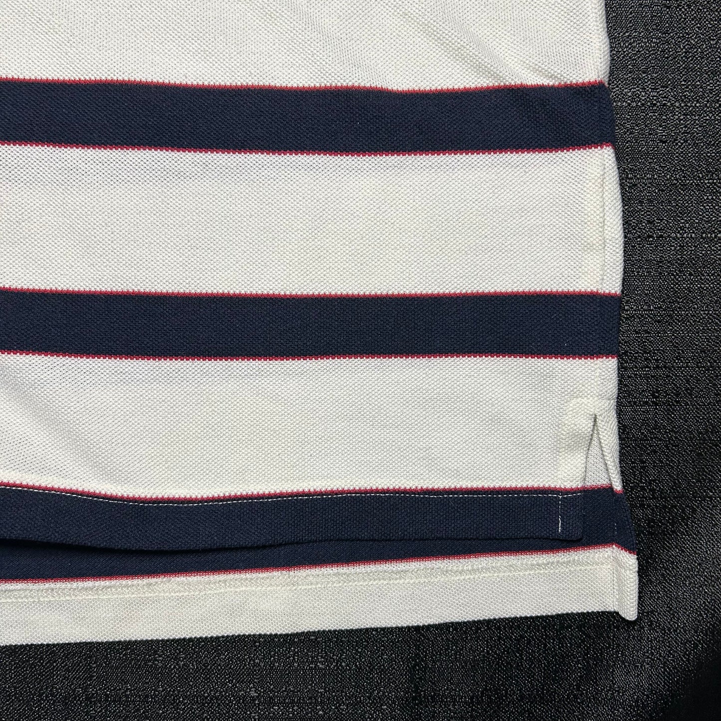 Vintage Courreges Paris Striped Polo Shirt - XL  Red/White/Blue