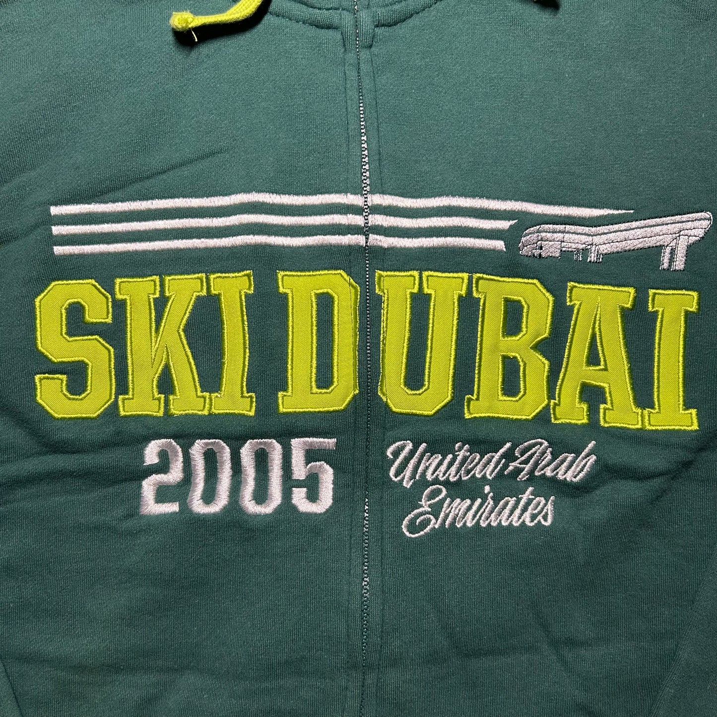 Y2K Ski Dubai 2005 Full Zip Hoodie by Sport Design Sweden - Small - Green