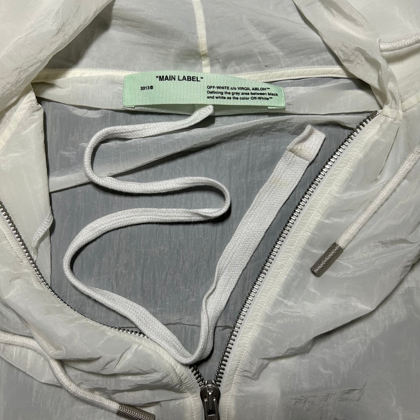 Off-White c/o Virgil Abloh Transparent Nylon Full Zip Ghost Jacket - XL - White - OMBB030S18805008