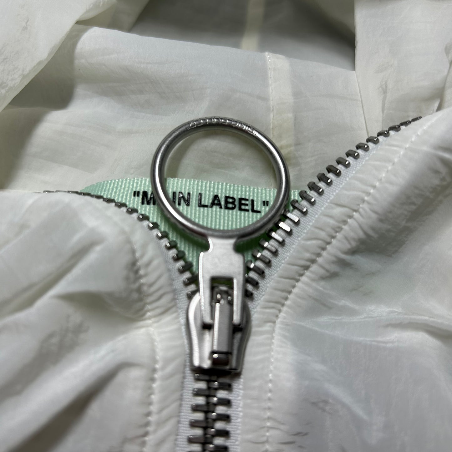 Off-White c/o Virgil Abloh Transparent Nylon Full Zip Ghost Jacket - XL - White - OMBB030S18805008