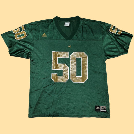 Adidas Y2K University of Notre Dame #50 Football Jersey - XL - Green