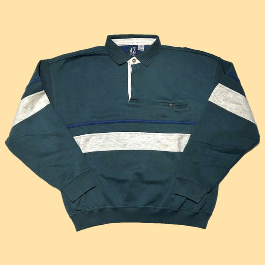 Vintage AZ Sports Collared Sweater - 2XL - Green / Blue /White