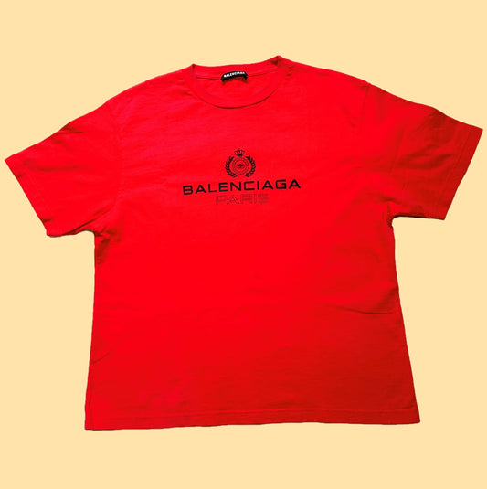 Balenciaga Paris BB Logo T-Shirt - Large - Red