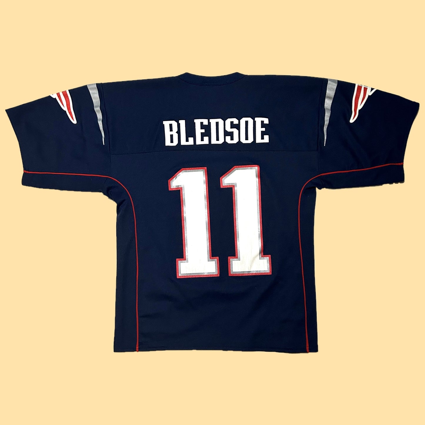 Vintage 90s Logo Athletic New England Patriots Drew Bledsoe #11 Jersey - Medium - Navy