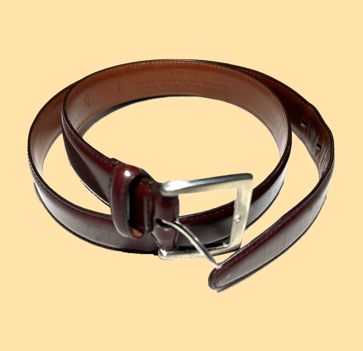 Coach Polished Cowhide Leather Belt 5936 - 34 - Burgundy