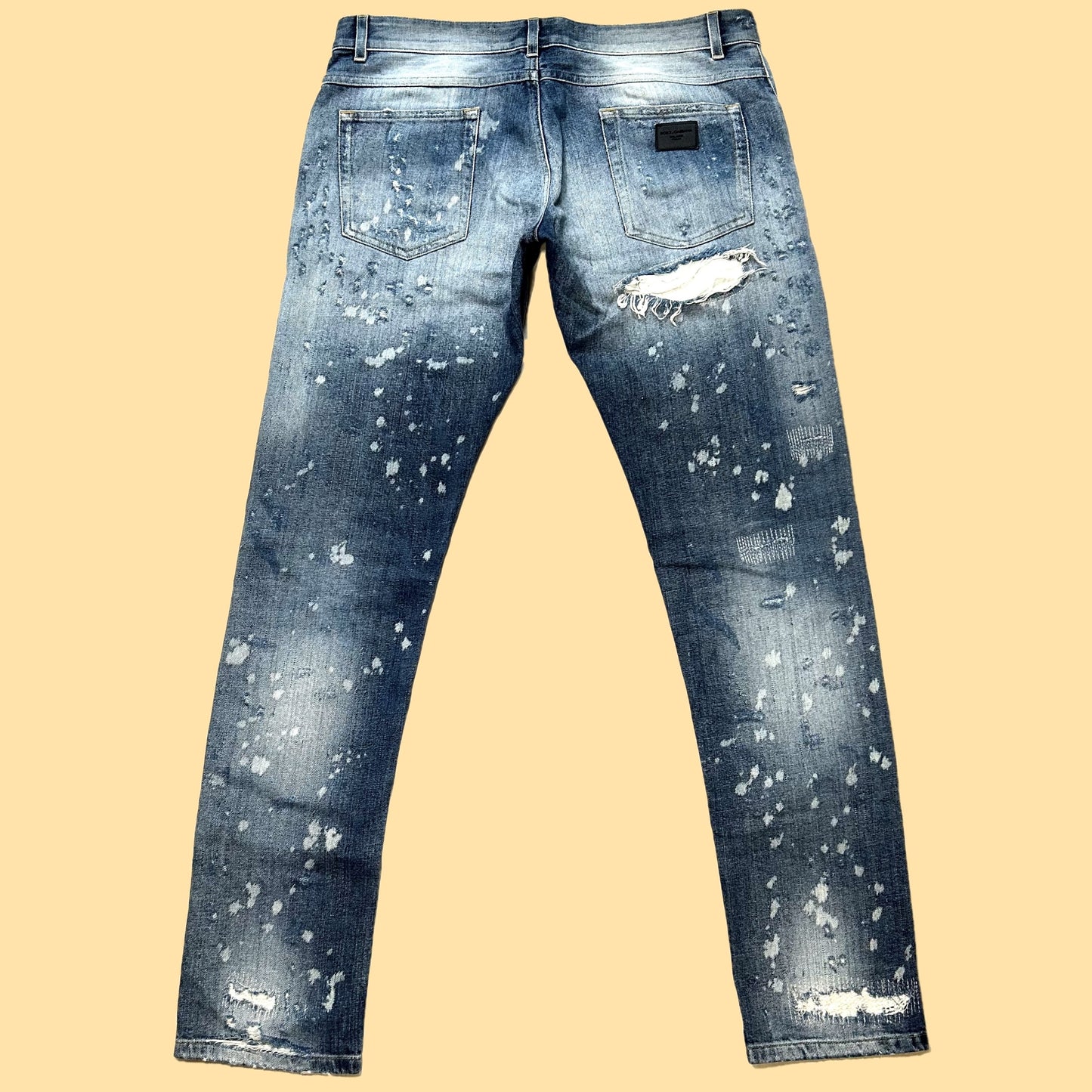 Dolce & Gabbana 14 Gold Button-Fly Distressed Jeans - 38 x 36 (52 IT)