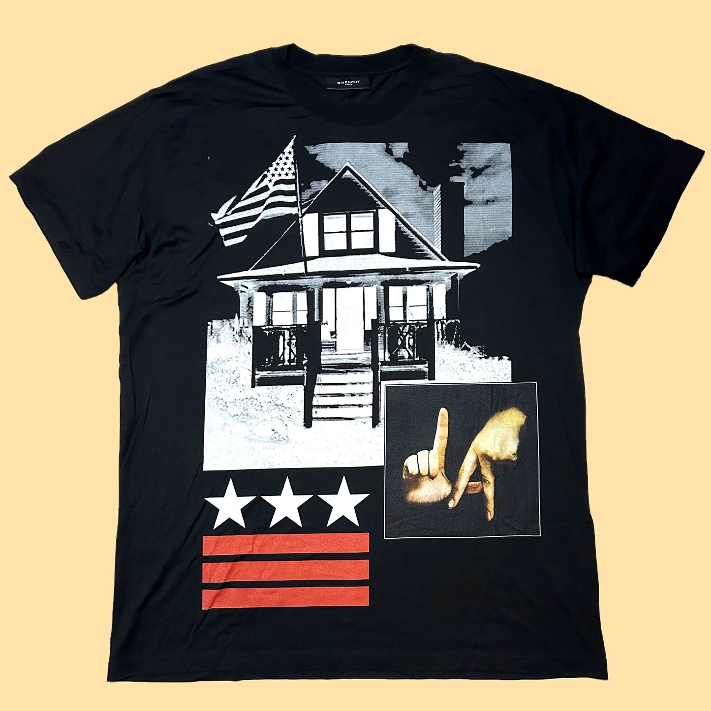 Givenchy LA House and Hand Sign Large Graphic T-Shirt - Large - Black