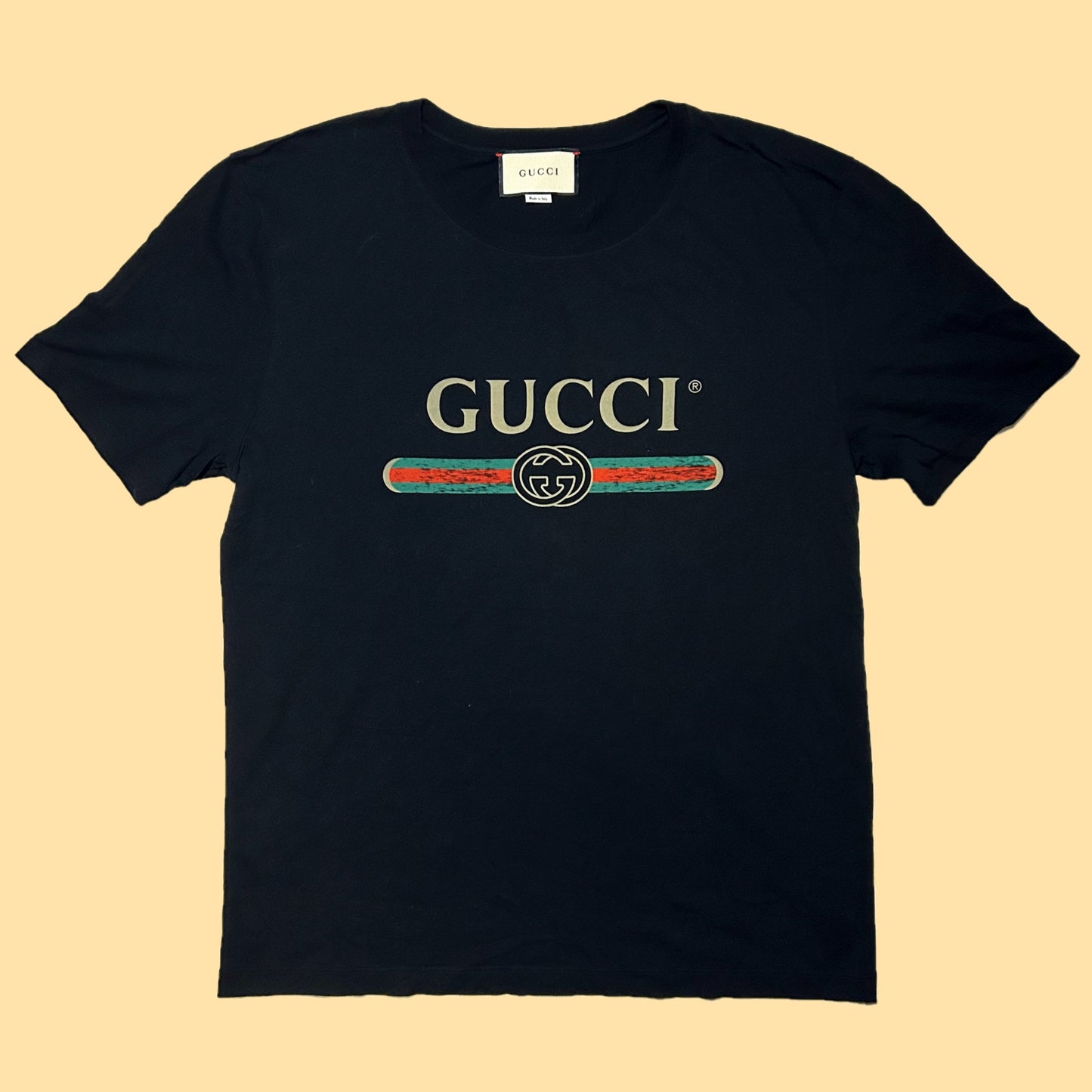 Gucci Oversize Washed T-Shirt With Gucci Logo - XL - Black