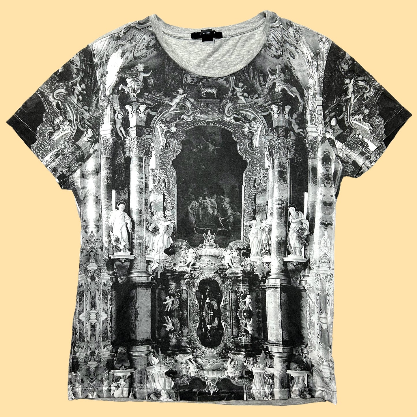 Ksubi The Cathedral / Church Full Print Graphic T-Shirt - Medium - Gray