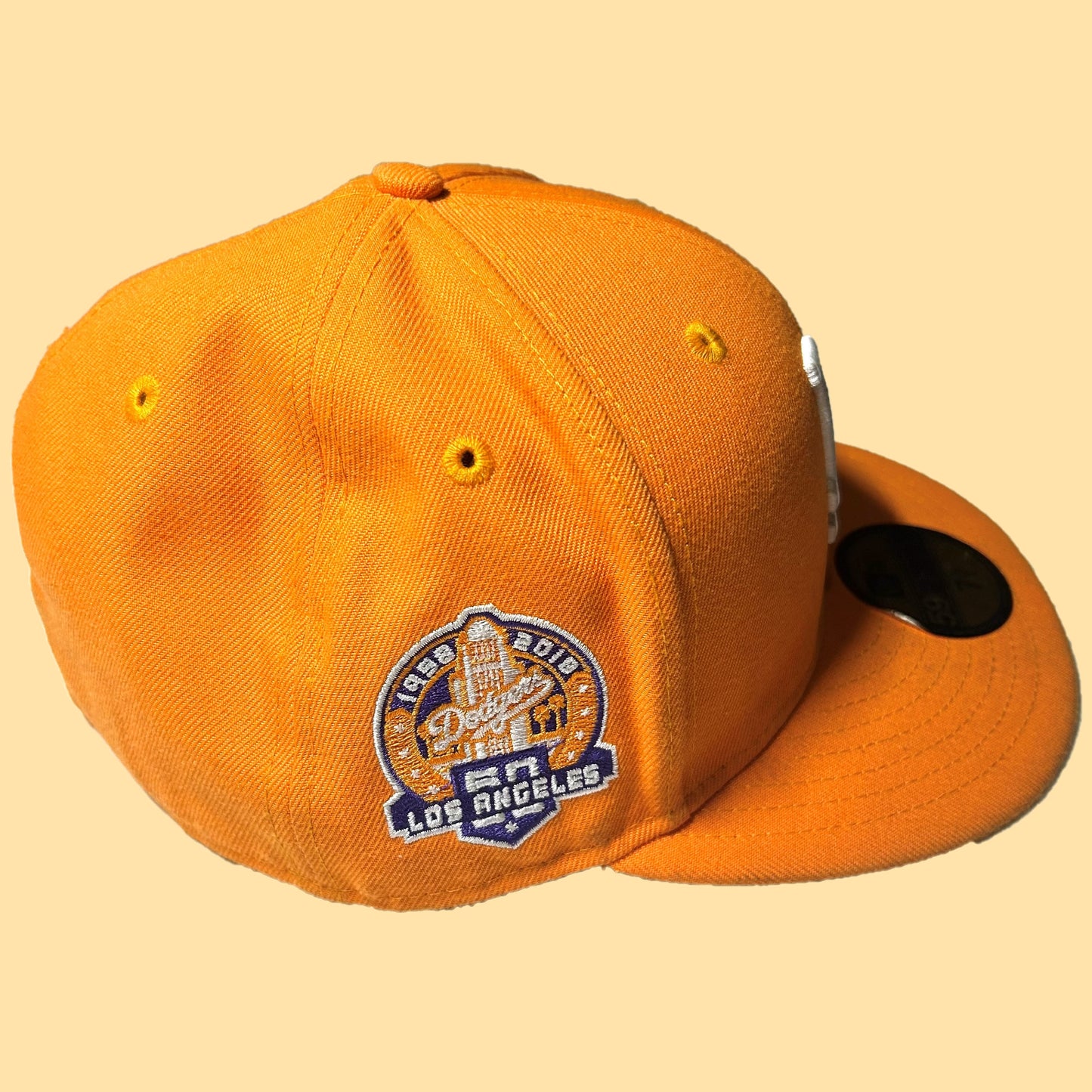 New Era Cooperstown Collection 59fifty Los Angeles Dodgers 60th Anniversary Fitted Hat - 7 & 3/4 - Orange