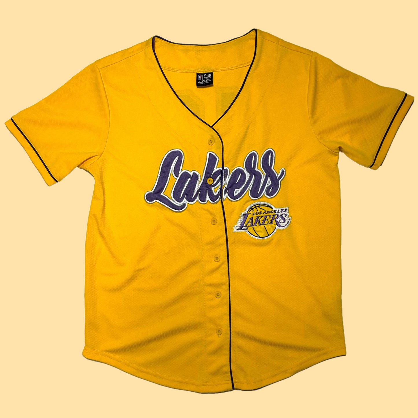 Ultra Game Los Angeles Lakers #48 Button-Up Baseball Jersey - Small - Yellow