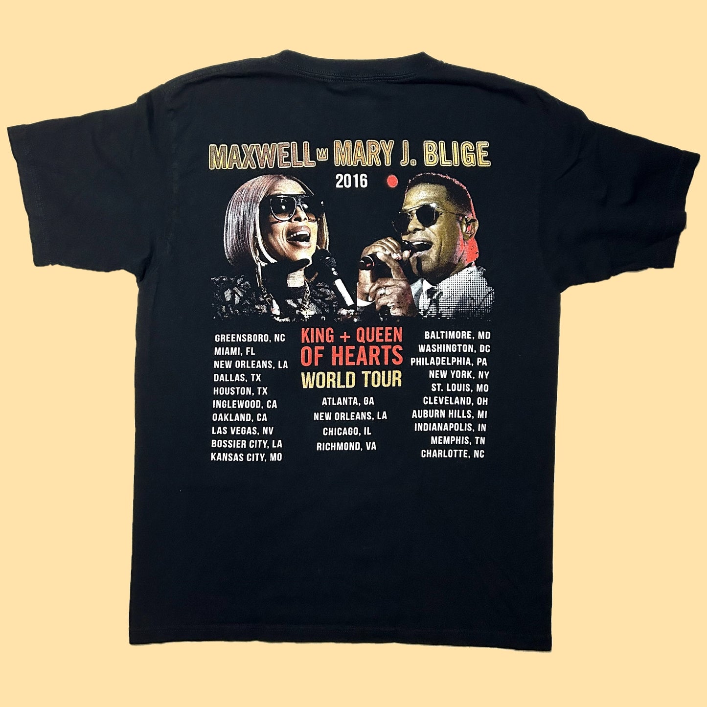 Maxwell & Mary J. Blige King + Queen of Hearts World Tour 2016 T-Shirt - Medium - Black