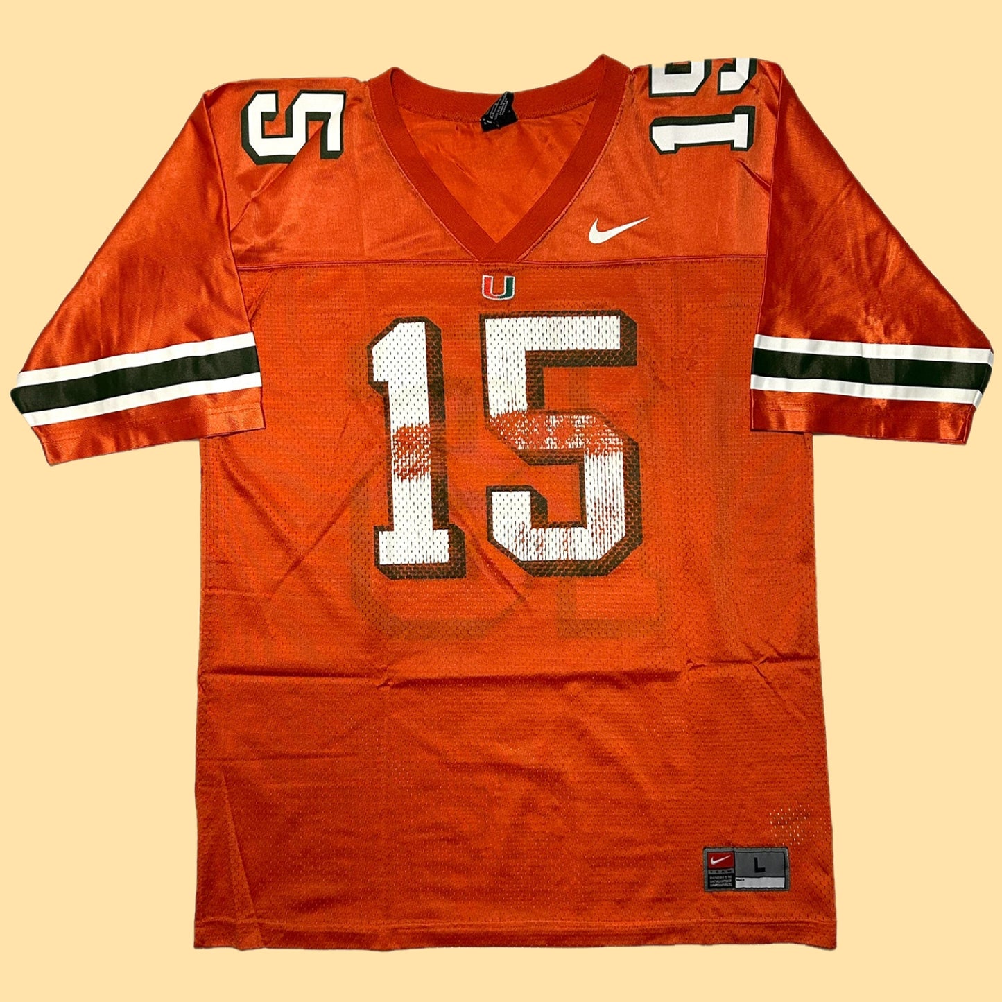 Vintage 90s Nike Miami Hurricanes *Judd Anderson* #15 Football Jersey - Large - Orange