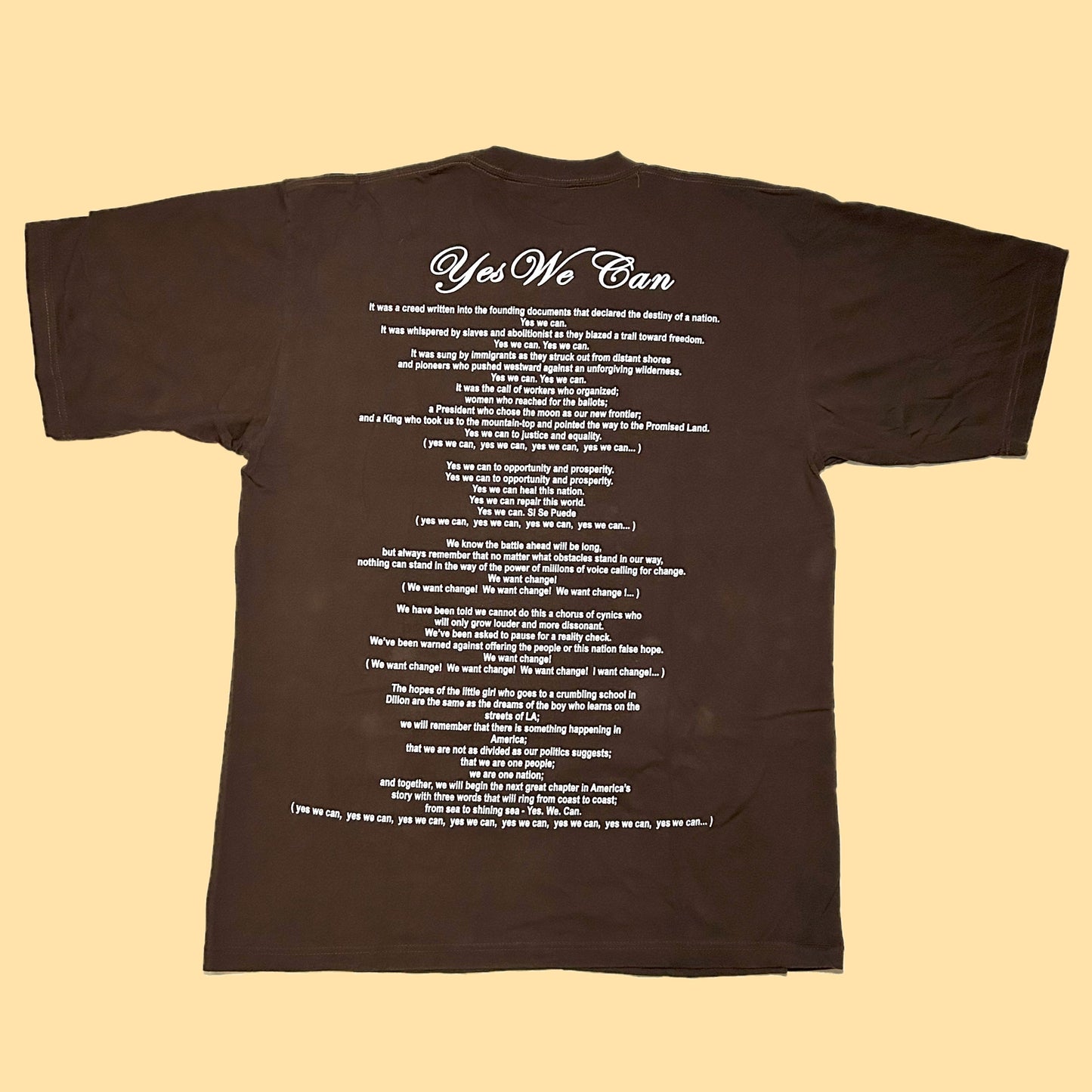 2008 Barack Obama Yes We Can Large Print T-Shirt - 2XL - Brown