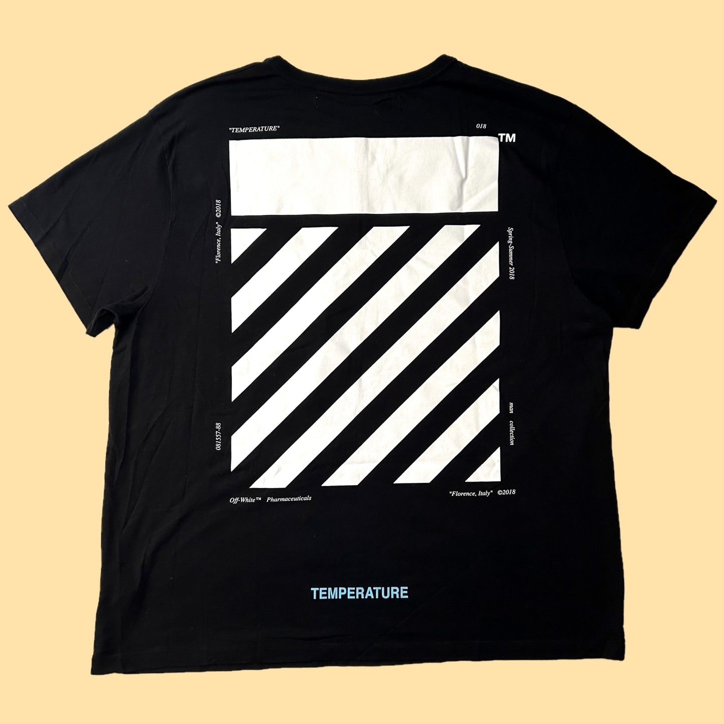 Off-White C/O Virgil Abloh Temperature Pharmaceuticals T-Shirt (Spring/Summer 2018) - Large - Black