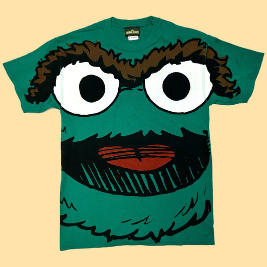 Y2K Sesame Street Oscar the Grouch Large Graphic T-Shirt (2009) - Medium - Green