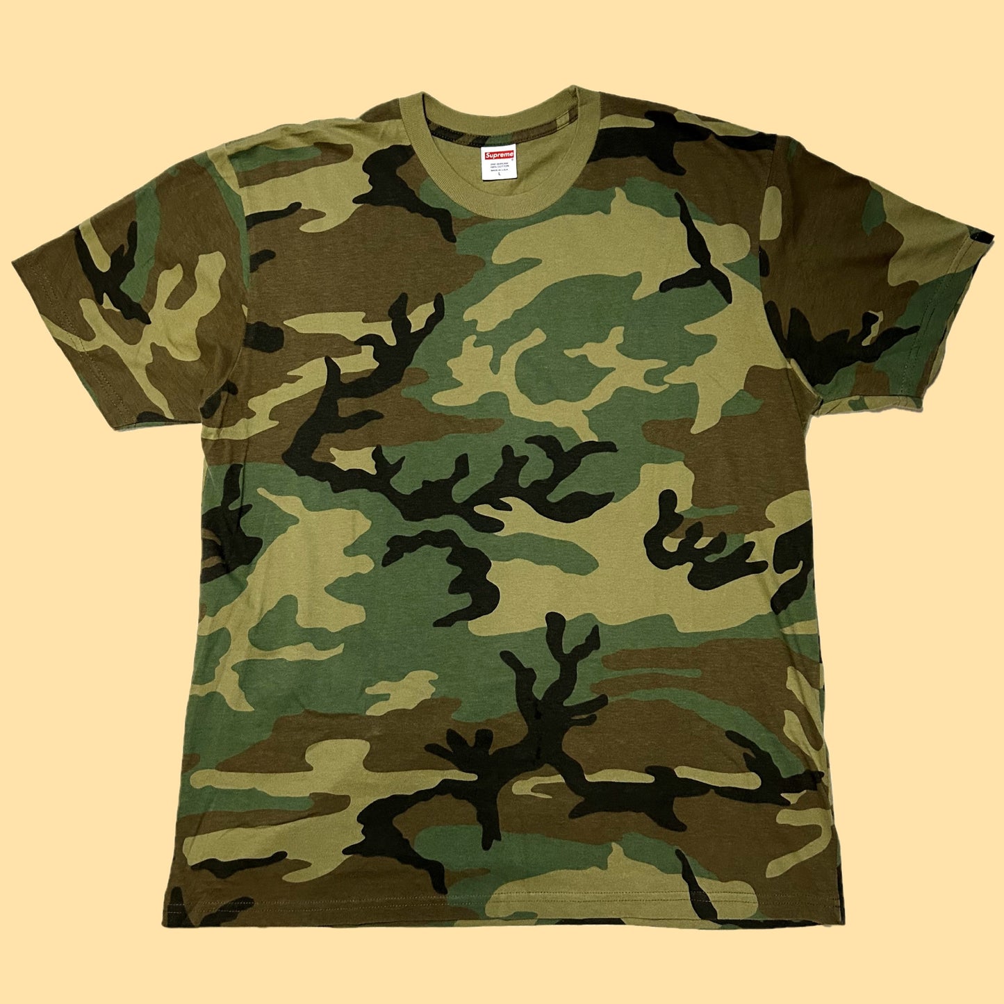 Supreme "Pouvoir Supreme Au Peuple" T-Shirt (Spring/Summer 2019) - Large - Camo