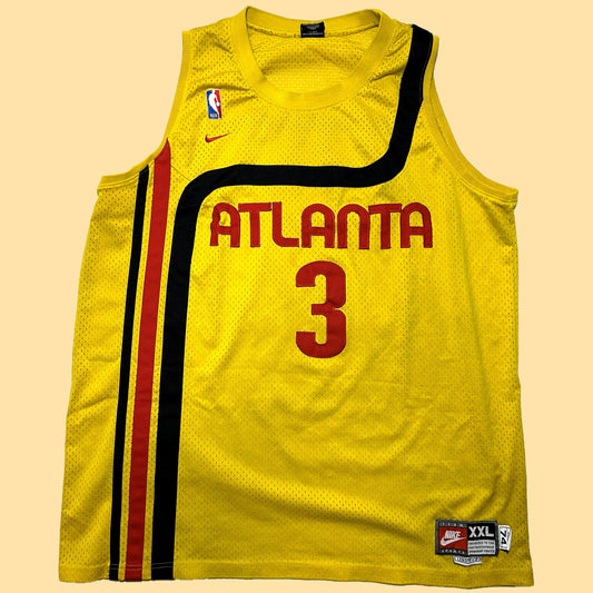 Nike Rewind Y2K Atlanta Hawks Shareef Abdur-Rahim #3 1974 Swingman Jersey - 2XL +2" - Yellow