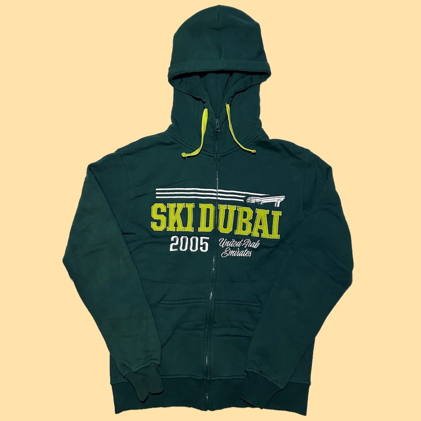 Y2K Ski Dubai 2005 Full Zip Hoodie by Sport Design Sweden - Small - Green