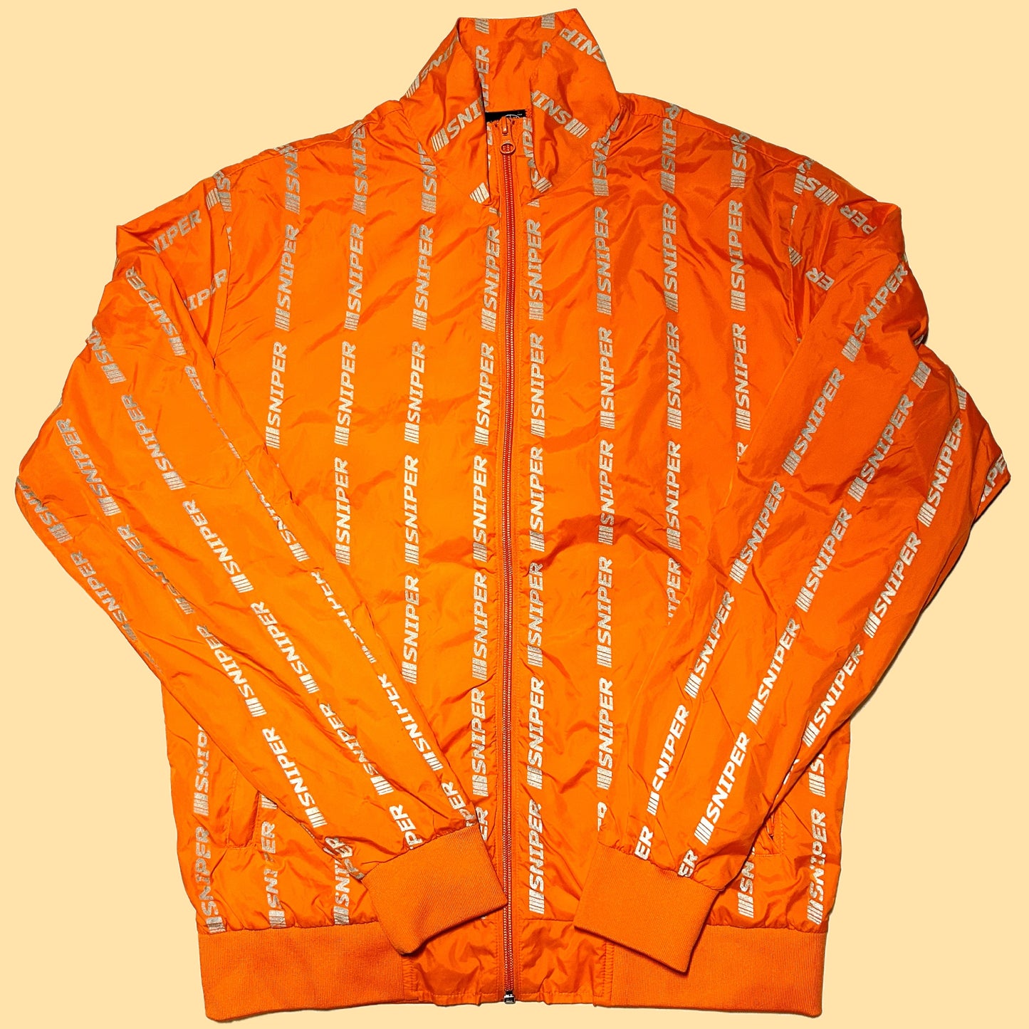 Sniper Gang Sniper Gang Sniper Stripes Full Zip Windbreaker - Small - Orange